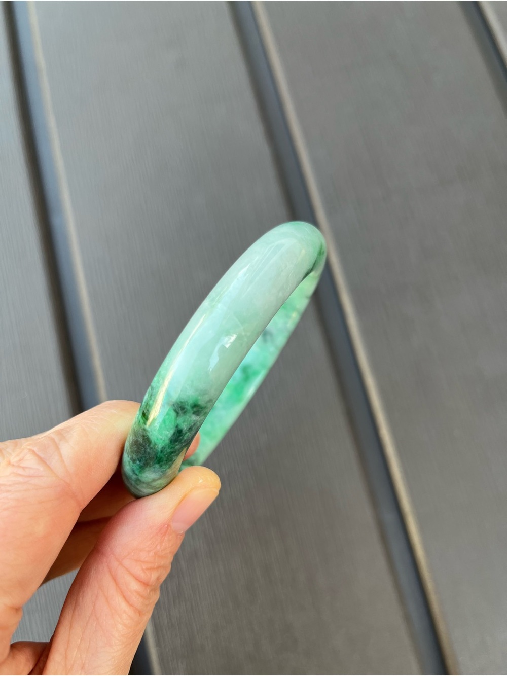 BW072-L 57.6mm Certified Untreated Grade A Burmese Jadeite Bangle Jade Bracelet - Picture 8 of 17